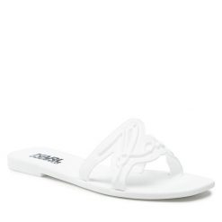 Klapki KARL LAGERFELD. Białe klapki KARL LAGERFELD, bez wzorów, bez obcasa. Za 209.99 zł.