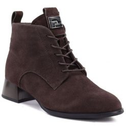 Skórzane botki damskie na obcasie zamsz ciemny brąz Vinceza FIO27-67036. Botki VINCEZA, bez wzorów, ze skóry, bez obcasa, na obcasie, bez zapięcia. Za 229.99 zł.