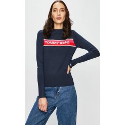 Tommy Jeans - Sweter. Niebieskie swetry Tommy Jeans, l, bez wzorów, z dzianiny, bez ramiączek. W wyprzedaży za 239.90 zł.