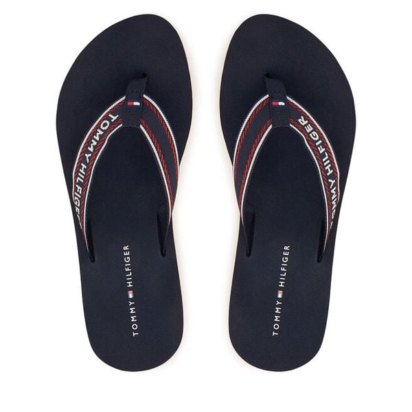Japonki Tommy Hilfiger. Niebieskie klapki TOMMY HILFIGER, bez wzorów, bez obcasa. Za 189.99 zł.