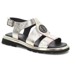 Złote Sandały Artiker Modne Obuwie Damskie. Żółte sandały Artiker, bez wzorów, ze skóry, eleganckie, bez obcasa, bez zapięcia. Za 209.00 zł.