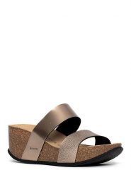 BACKSUN Klapki "Libreville" w kolorze złotym na koturnie rozmiar: 38. Żółte klapki Backsun, bez wzorów, z materiału, z otwartym noskiem, bez obcasa, na koturnie. Za 152.99 zł.