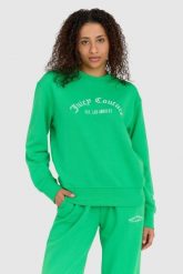 JUICY COUTURE Zielona bluza damska saoirse recycled z haftowanym logo, Rozmiar M. Zielone bluzy sportowe Juicy Couture, m, bez wzorów, bez kaptura. W wyprzedaży za 359.99 zł.