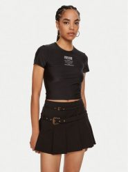 Versace Jeans Couture T-Shirt 77HAH602 Czarny Slim Fit. Czarne t-shirty Versace Jeans Couture, l, bez wzorów, z jeansu, bez kołnierzyka, bez ramiączek. Za 269.99 zł.