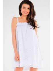 Awama Sukienka w kolorze białym rozmiar: L/XL. Białe sukienki Awama, l, bez wzorów, z bawełny, bez kołnierzyka, bez ramiączek, mini. Za 189.29 zł.