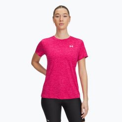 Koszulka treningowa damska Under Armour Tech C-Twist. Czerwone koszulki sportowe Under Armour, bez wzorów, bez ramiączek. Za 89.99 zł.