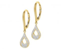 Kolczyki z żółtego złota z diamentami - 0,15 ct - próba 585. Żółte kolczyki Apart, z diamentem, złote. Za 3,990.00 zł.