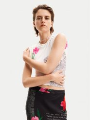 Desigual T-Shirt Mirna 24SWTK10 Biały Slim Fit. Białe t-shirty Desigual, s, bez wzorów, z syntetyku, bez kołnierzyka, bez ramiączek. Za 119.99 zł.