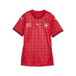 Damska koszulka domowa kobiecej reprezentacji Szwajcarii Team 2025 PUMA. Czerwone bluzki Puma, xs, bez wzorów, sportowe, bez kołnierzyka, bez ramiączek. Za 419.00 zł.