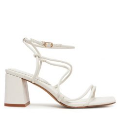 Sandały Aldo. Białe sandały Aldo, bez wzorów, bez obcasa, na słupku, bez zapięcia. Za 379.99 zł.