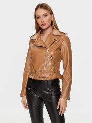 Glamorous Kurtka z imitacji skóry RL0522C Brązowy Regular Fit. Brązowe kurtki Glamorous, bez wzorów, ze skóry, bez kaptura. Za 279.99 zł.