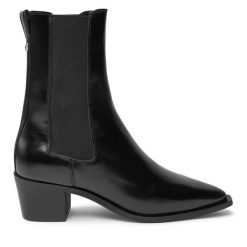 Botki Calvin Klein. Czarne botki Calvin Klein, bez wzorów, bez obcasa, na słupku, bez zapięcia. Za 949.99 zł.
