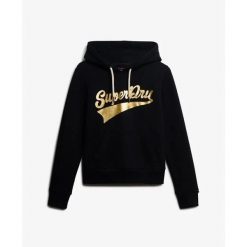 Bluza damska z kapturem Superdry Super Athletics. Czarne bluzy Superdry, l, bez wzorów, z bawełny, z kapturem. Za 339.50 zł.