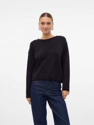 Vero Moda Sweter "Gold" w kolorze czarnym rozmiar: XL. Czarne swetry Vero Moda, xl, bez wzorów, ze splotem, bez ramiączek. Za 94.95 zł.