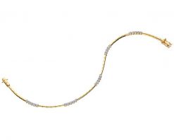 Bransoletka z żółtego złota z brylantami - 19 cm - 0,15 ct - próba 585. Żółte bransoletki Apart, z brylantem, złote. Za 6,390.00 zł.
