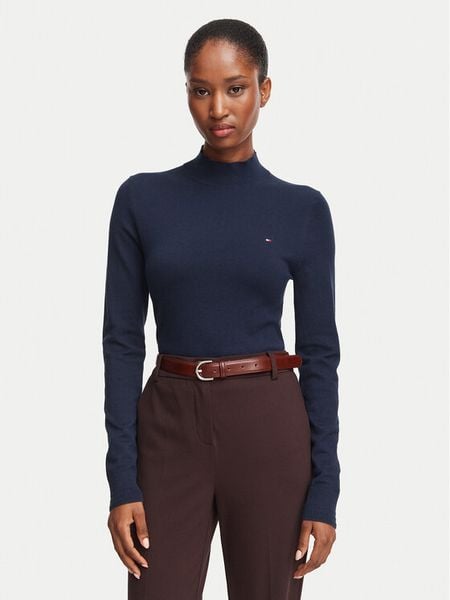 Tommy Hilfiger Golf WW0WW51383 Granatowy Regular Fit. Niebieskie golfy TOMMY HILFIGER, xs, bez wzorów, z syntetyku, bez ramiączek. Za 409.99 zł.