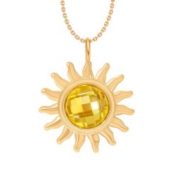 Naszyjnik z zawieszką Soleil 2,2 cm, pozłacany. Żółte naszyjniki Lilou, pozłacane. Za 298.00 zł.