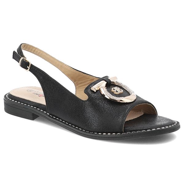 Czarne Sandały S.Barski Eleganckie Obuwie Damskie. Czarne sandały S.BARSKI, z aplikacjami, biznesowe, bez obcasa, na obcasie, bez zapięcia. Za 109.00 zł.