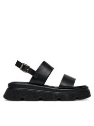 DeeZee Sandały E23719-1 Czarny. Czarne sandały DeeZee, bez wzorów, z materiału, bez obcasa, na płaskiej podeszwie, bez zapięcia. Za 139.99 zł.