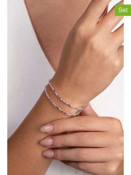 Heliophilia Bransoletki (2 szt.) z cyrkoniami rozmiar: onesize. Różowe bransoletki Heliophilia, z cyrkonią, metalowe. Za 47.95 zł.