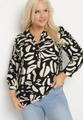 Czarna Koszula z Wiskozą Zdobiona Geometrycznym Wzorem Melivis. Czarne koszule Born2be, plus size, z aplikacjami, z jeansu, eleganckie, bez kołnierzyka, plus size, bez ramiączek. Za 69.99 zł.
