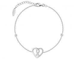 Bransoletka srebrna z cyrkoniami - serce, nieskończoność. Szare bransoletki Apart, z cyrkonią, srebrne. Za 144.00 zł.