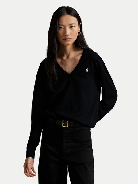 Polo Ralph Lauren Sweter 211972105004 Czarny Regular Fit. Czarne swetry Polo Ralph Lauren, xs, bez wzorów, z bawełny, bez ramiączek. Za 819.99 zł.