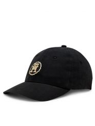 Tommy Hilfiger Czapka z daszkiem Spring Chic Cap AW0AW15775 Czarny. Czarne czapki TOMMY HILFIGER, bez wzorów, z materiału. Za 109.99 zł.