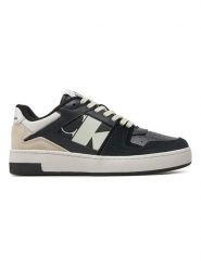 CALVIN KLEIN JEANS Skórzane sneakersy w kolorze czarno-kremowym rozmiar: 39. Brązowe trampki Calvin Klein Jeans, bez wzorów, z jeansu, bez zapięcia. Za 98.19 zł.