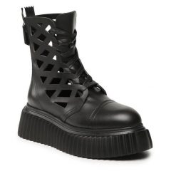 Trzewiki AGL. Czarne botki AGL, bez wzorów, bez obcasa, na koturnie, bez zapięcia. Za 1,139.00 zł.