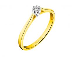 Pierścionek z żółtego i białego złota z brylantem - 0,08 ct - próba 585. Białe pierścionki Apart, z brylantem, złote. Za 2,090.00 zł.