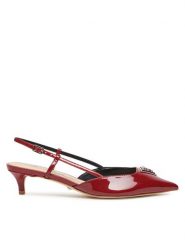 Guess Sandały FLPJSS PAF05 Czerwony. Czerwone sandały Guess, z aplikacjami, ze skóry, bez obcasa, na szpilce, bez zapięcia. Za 399.99 zł.