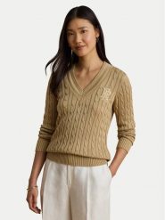 LAUREN RALPH LAUREN Sweter Meren 200888795013 Beżowy Regular Fit. Brązowe swetry Lauren Ralph Lauren, xxl, bez wzorów, z bawełny, bez ramiączek. Za 949.99 zł.