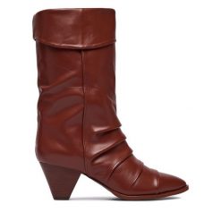Botki Badura. Brązowe botki Badura, bez wzorów, bez obcasa, na słupku, bez zapięcia. Za 459.99 zł.