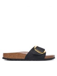 Birkenstock Klapki Madrid Big Buckle 1032965 Czarny. Czarne klapki Birkenstock, bez wzorów, ze skóry, bez obcasa. Za 494.99 zł.