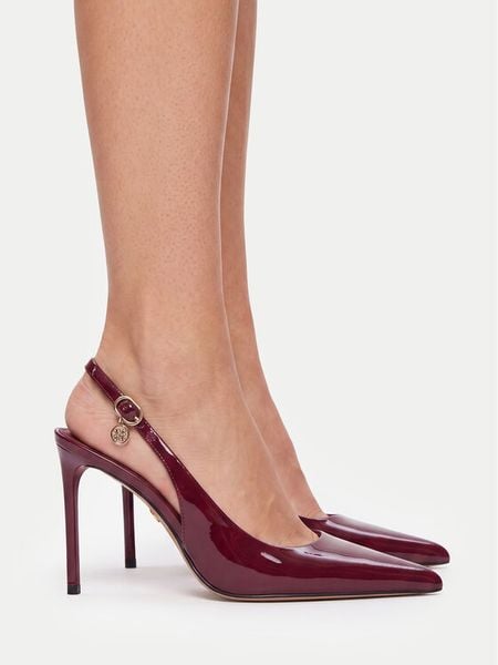 Nine West Szpilki EO-TS6384-01 Bordowy. Czerwone szpilki Nine West, bez wzorów, ze skóry, bez obcasa, na szpilce, bez zapięcia. Za 279.99 zł.