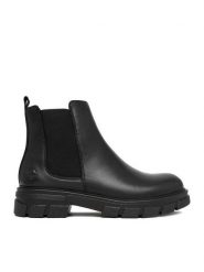 Rieker Botki CEO-Z9150-00 Czarny. Czarne botki Rieker, bez wzorów, ze skóry, bez obcasa, na płaskiej podeszwie, bez zapięcia. Za 419.99 zł.