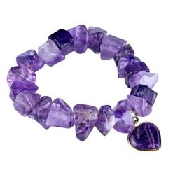 SAMBA Bransoletka ametyst serce. Fioletowe bransoletki Samba Gems, z ametystem, metalowe. Za 338.00 zł.