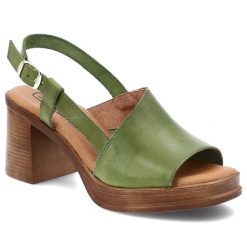 Sandały damskie HEE, skórzane na wysokim obcasie ze sprzączką wygodne, pistacjowe, 25544. Zielone sandały Hee, bez wzorów, ze skóry, eleganckie, bez obcasa, na obcasie, bez zapięcia. Za 239.00 zł.