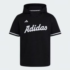 Bluza z kapturem i krótkim rękawem adidas Dugout. Czarne bluzy Adidas, bez wzorów, z polaru, z kapturem. Za 349.00 zł.