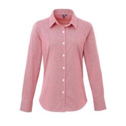Damska Bawełniana Koszula Z Długim Rękawem W Kratkę Micro Gingham. Białe koszule PREMIER, xl, bez wzorów, z bawełny, casualowe, bez kołnierzyka, bez ramiączek. Za 142.99 zł.