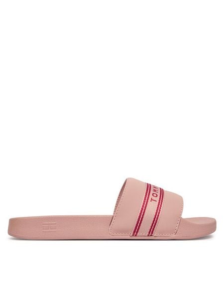 Tommy Hilfiger Klapki Logo Tape Webbing FW0FW09359 Różowy. Czerwone klapki TOMMY HILFIGER, bez wzorów, z syntetyku, bez obcasa. Za 118.99 zł.