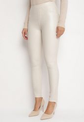 Ciemnobeżowe Legginsy z Ekoskóry z Wysokim Stanem i Imitacją Kieszeni Merievia. Brązowe legginsy Born2be, m, bez wzorów, z jeansu, z podwyższonym stanem. Za 39.99 zł.