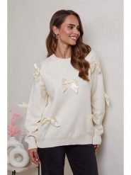 Soft Cashmere Sweter w kolorze kremowym rozmiar: 38/40. Brązowe swetry Soft Cashmere, bez wzorów, bez ramiączek. Za 114.44 zł.