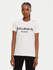 Balmain T-Shirt BF1EF005BB02 Biały Regular Fit. Białe t-shirty Balmain, xl, bez wzorów, z bawełny, bez kołnierzyka, bez ramiączek. Za 1,659.00 zł.