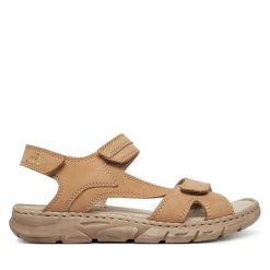 Sandały Josef Seibel. Brązowe sandały Josef Seibel, bez wzorów, bez obcasa, na płaskiej podeszwie, bez zapięcia. Za 359.99 zł.