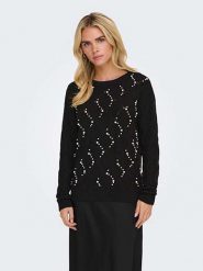 ONLY Sweter w kolorze czarnym rozmiar: L. Czarne swetry Only, l, bez wzorów, ze splotem, bez ramiączek. Za 94.95 zł.