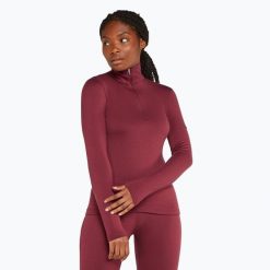 Bluza termoaktywna damska icebreaker 260 Tech LS Half Zip. Czerwone bielizna sportowa Icebreaker, na zimę, bez wzorów, bez kaptura. Za 439.99 zł.