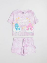 Bawełniana piżama dwuczęściowa z nadrukiem Care Bears - fioletowy. Fioletowe piżamy Sinsay, bez wzorów, z bawełny, bez ramiączek. Za 39.99 zł.