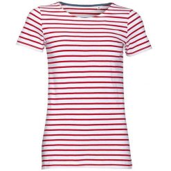 Damska Koszulka Z Okrągłym Dekoltem W Paski Miles. Białe bluzki SOL'S, l, bez wzorów, sportowe, bez kołnierzyka, bez ramiączek. Za 73.99 zł.